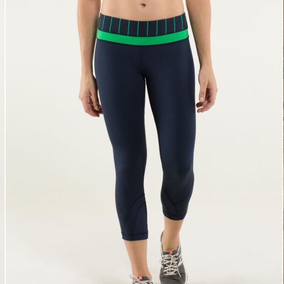lululemon athletica Pants - Lululemon Run: Inspire Crop Il Inkwell / Slalom Stripe Inkwell / Gree…